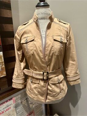 WHBM Tan Belted Utility Jacket EUC